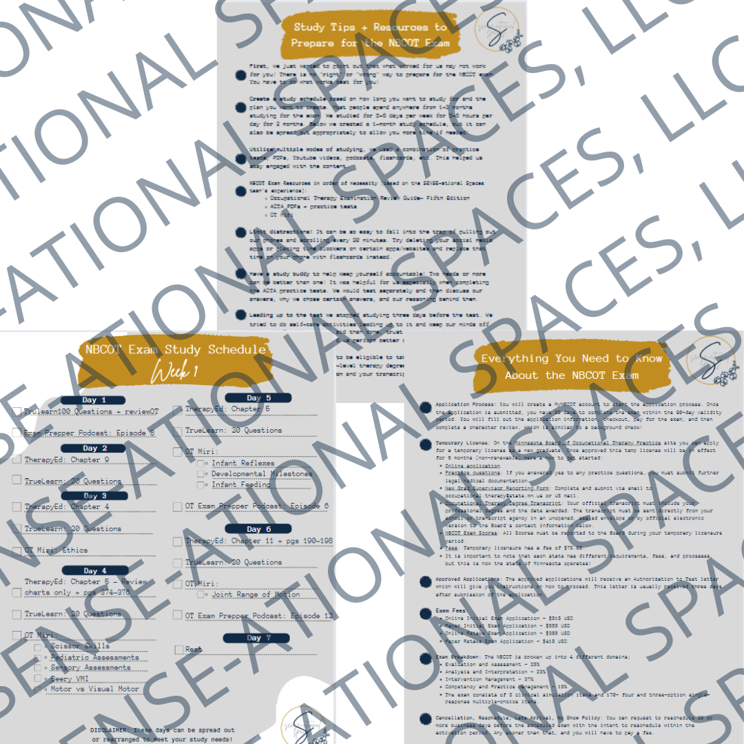 NBCOT Study Guide Schedule SENSE ational Spaces Nbcot study guide schedule sense ational spaces