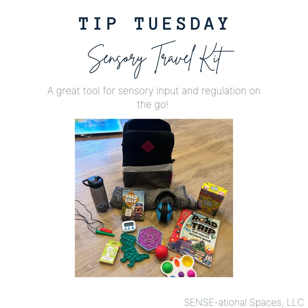 Traveling can be difficult for those with sensory differences. A sensory travel kit is useful for providing sensory input on the go! 

While each person's sensory needs and preferences differ, here are some ideas to create your own sensory travel kit
