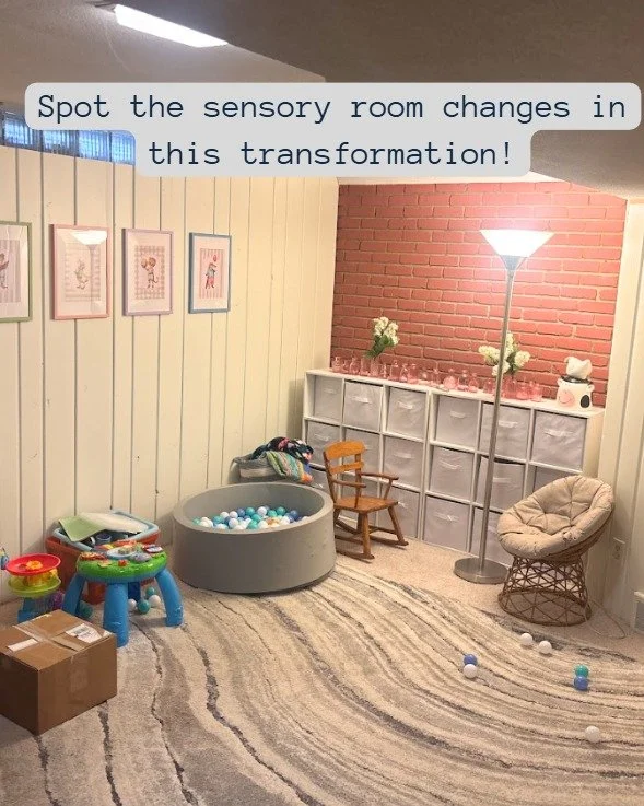 ✨ Spot the Sensory Magic! ✨

From harsh overhead lights ➡️ calming color-changing LED strips, a galaxy projector, and a mesmerizing bubble panel&mdash;this room now shifts moods with ease. 🌌💡

Here is just a snip of what we added to this client's s