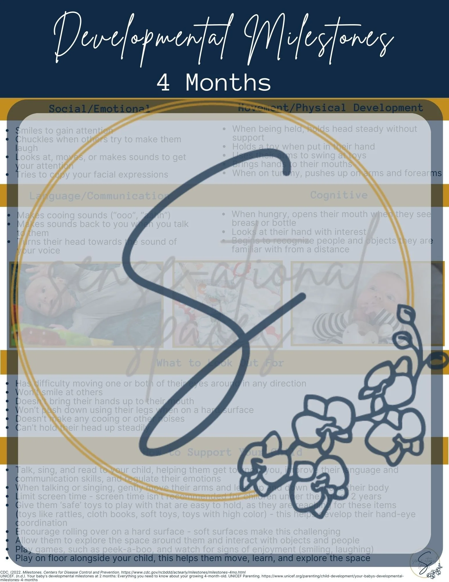 Development 4 Square Developmental Milestones - 4 months — SENSE-ational Spaces