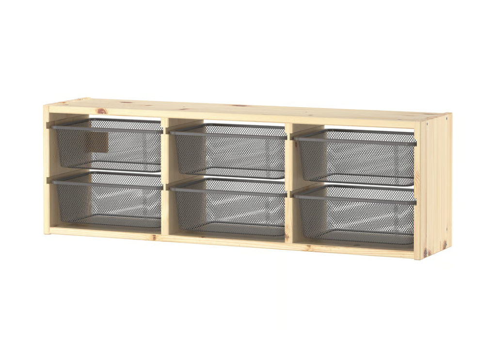 Trofast Wall Storage (Stained Pine/Dark Grey)