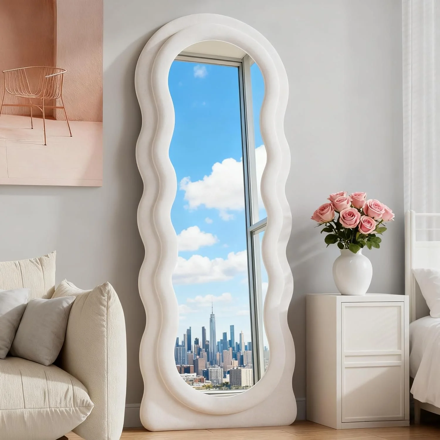 Cloud Mirror (Wavy- White)