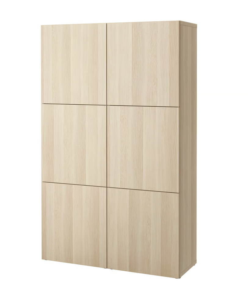 Besta Storage Cabinet (White Stained Oak)