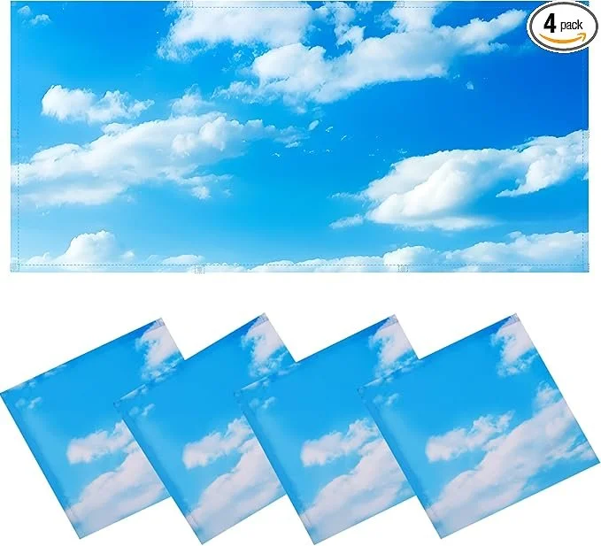 Light Covers (4 Pieces - Blue Skies & White Clouds)
