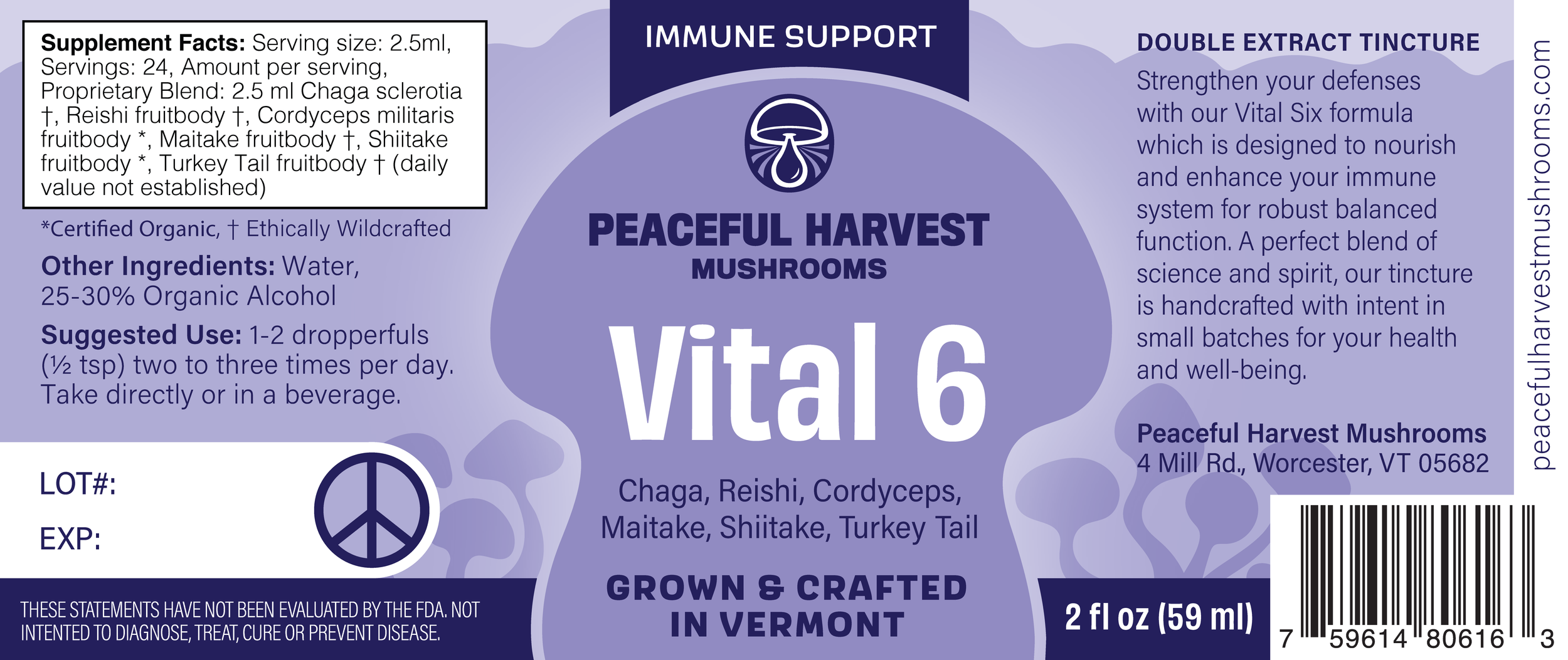 Vital 6 Tincture — Peaceful Harvest Mushrooms