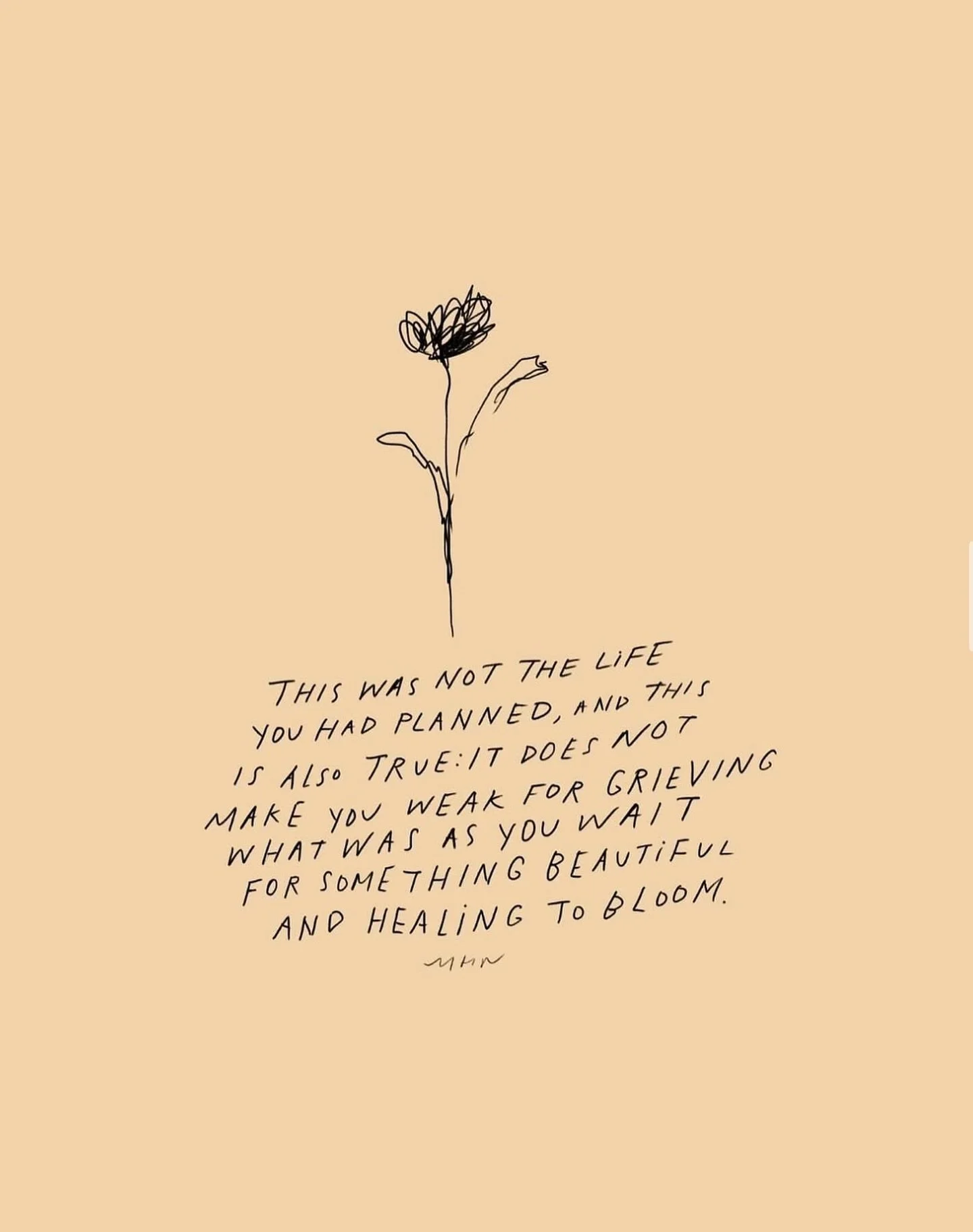 This was not the life you had planned, and this is also true:
It does not make you weak for grieving what was
As you wait for something beautiful and healing to bloom.

Words &amp; artwork by @morganharpernichols 

@evermorebloomsorg #evermorebloomso