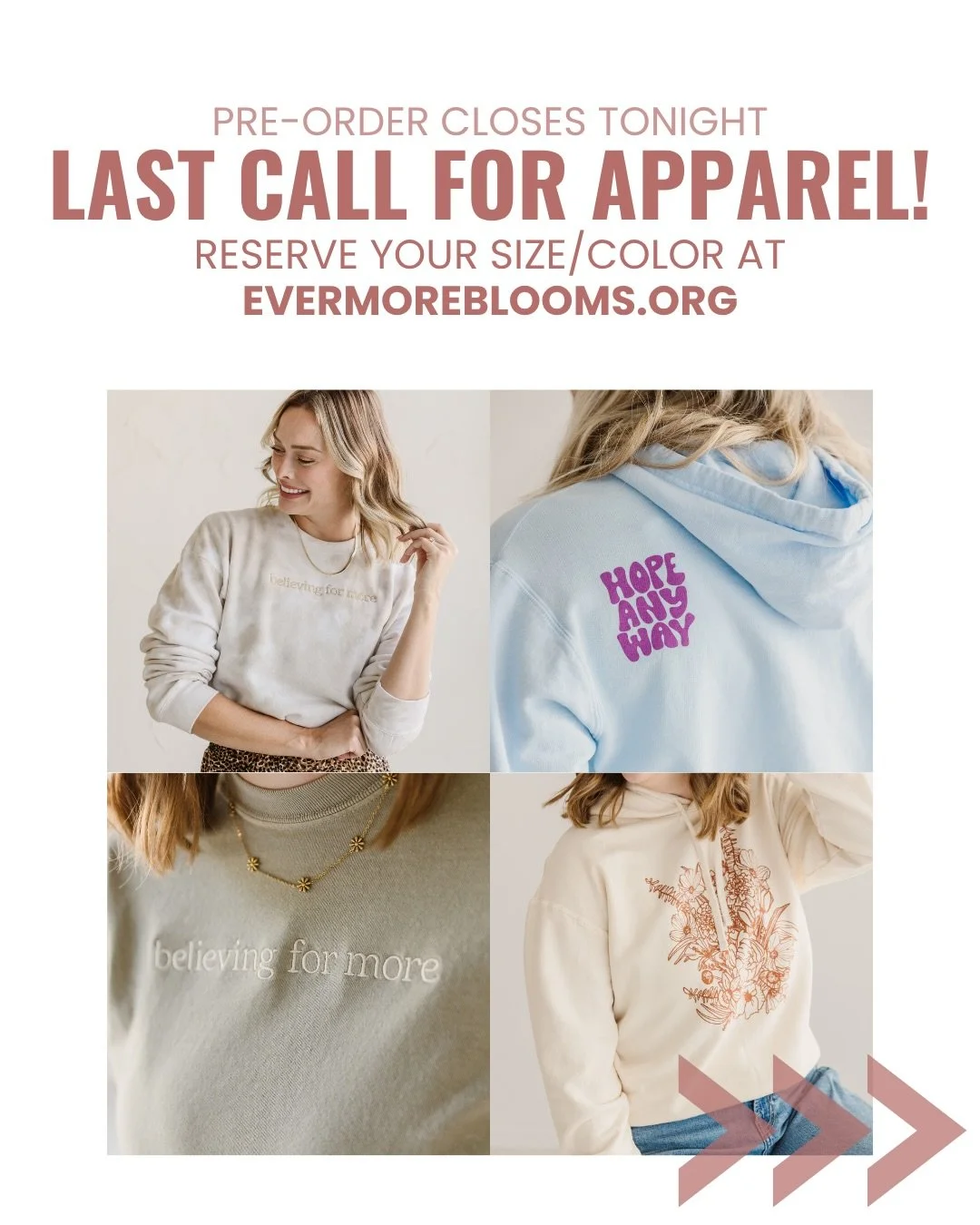 🚨LAST CALL for pre-orders!🚨 If we are currently sold out of the size/color combo you need, get your pre-order in before 9pm tonight! We are at $19,421.04 of our goal&hellip;we can do it! We&rsquo;re so grateful for your support of our mission! 🫶

