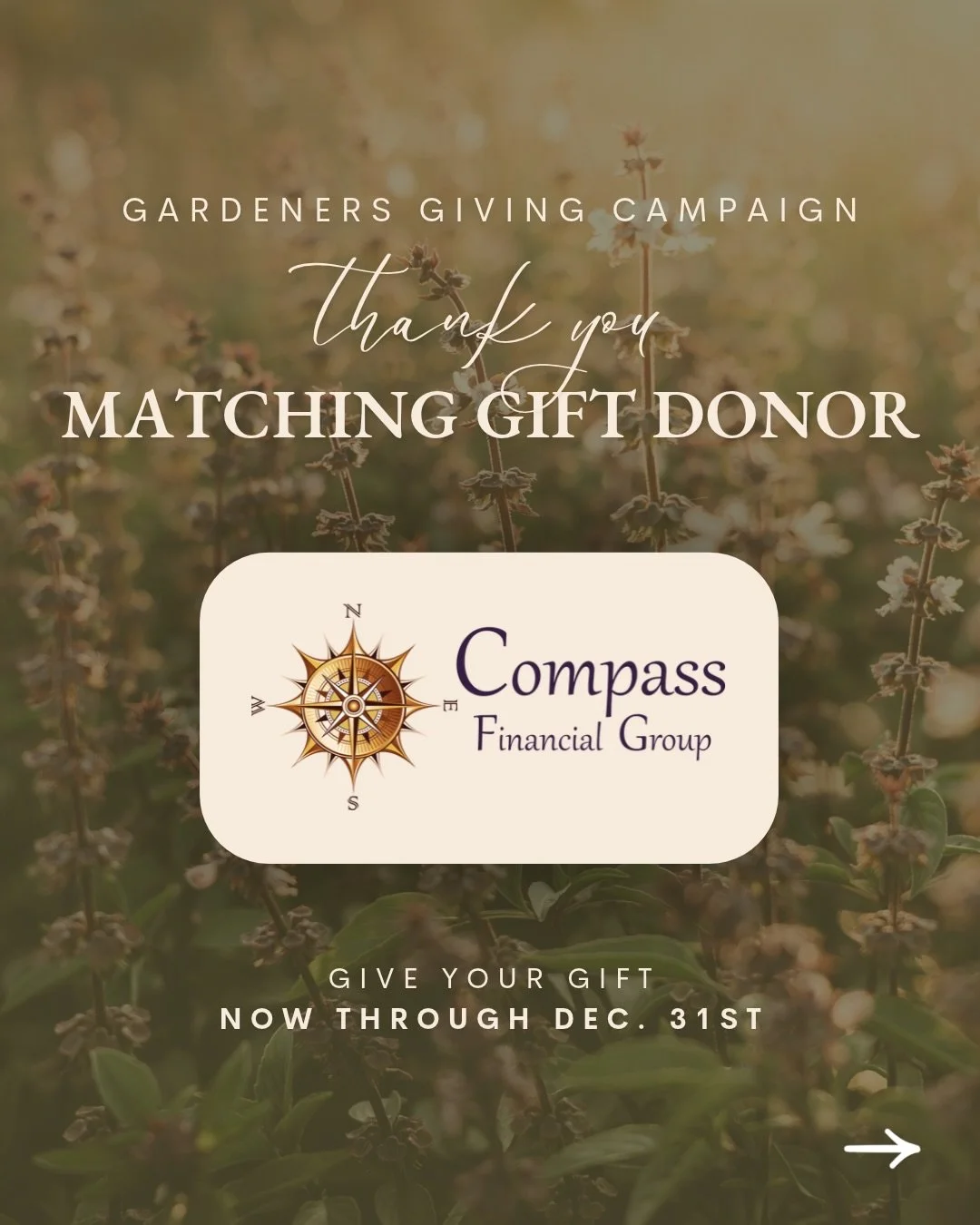 We are so grateful and excited to share the first of our Matching Gift Donors for the Gardeners Giving Campaign! What does this mean? Thanks to these Matching Gift Donors, your donation is DOUBLED! 🎉 If you give $10, they&rsquo;ll double it. If you 