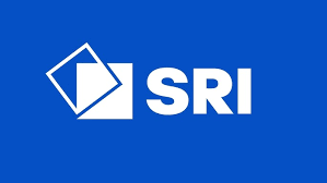 SRI logo on a blue background with a stylized geometric design.