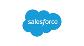 Salesforce logo with a blue cloud and white text
