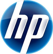 Hewlett Packard logo with a blue circular background and white lowercase letters 'hp'.
