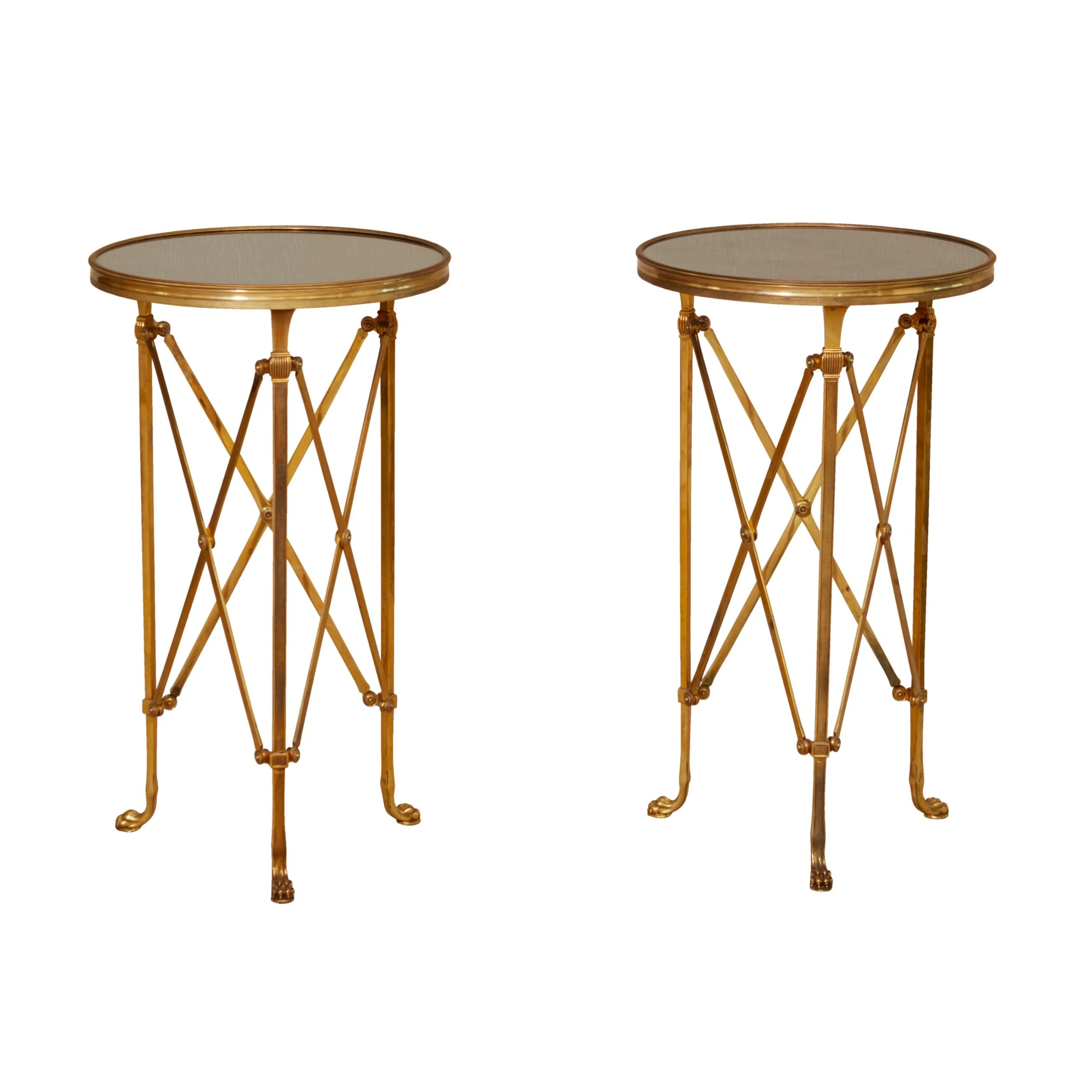 No. 2838 / A Superb Pair of Directoire Style Gilt Bronze and Marble Guéridons