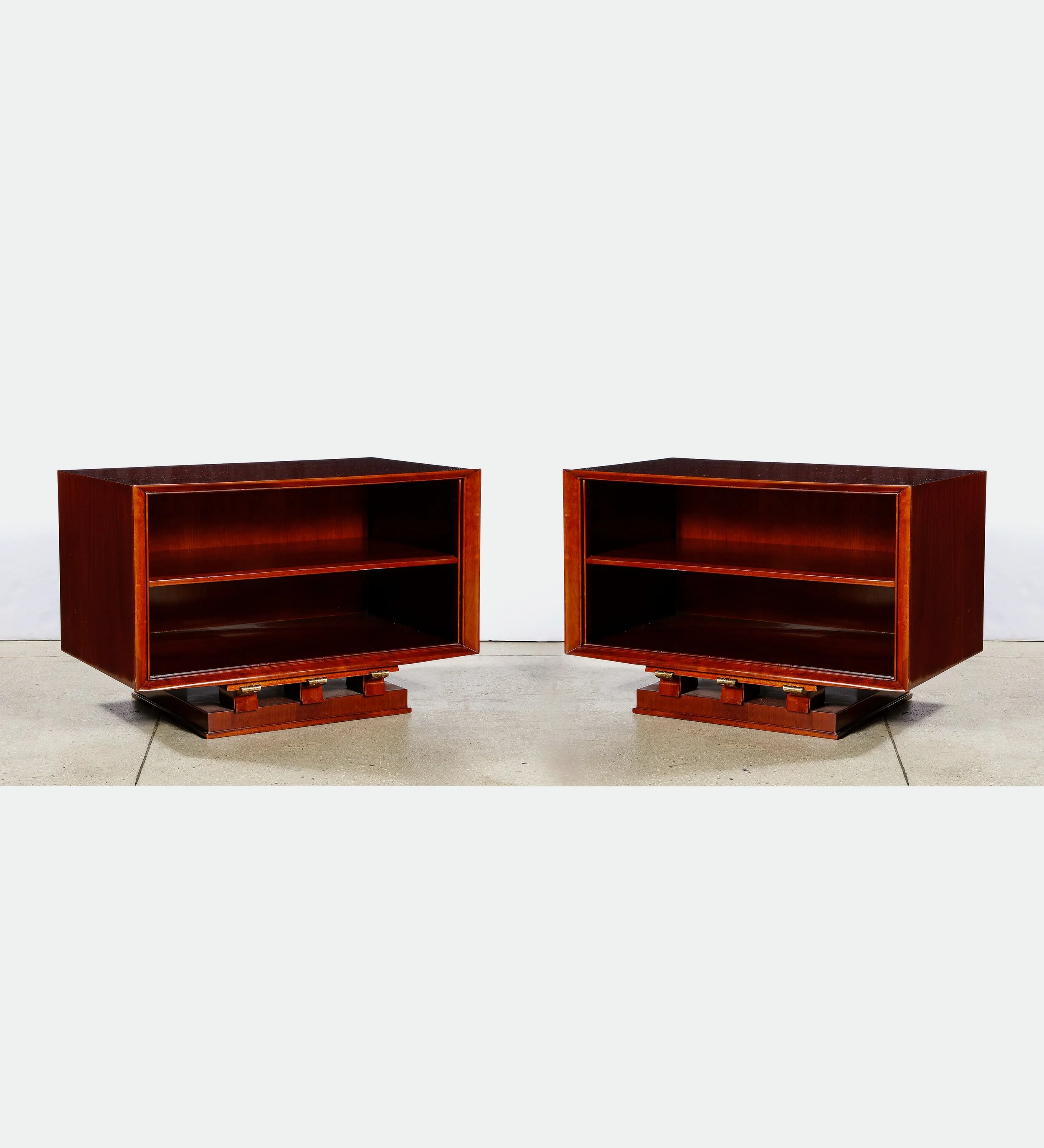 No. 2627 / Pair of Mahogany and Gilt-Bronze Nightstands or Side Cabinets by Maxime Old
