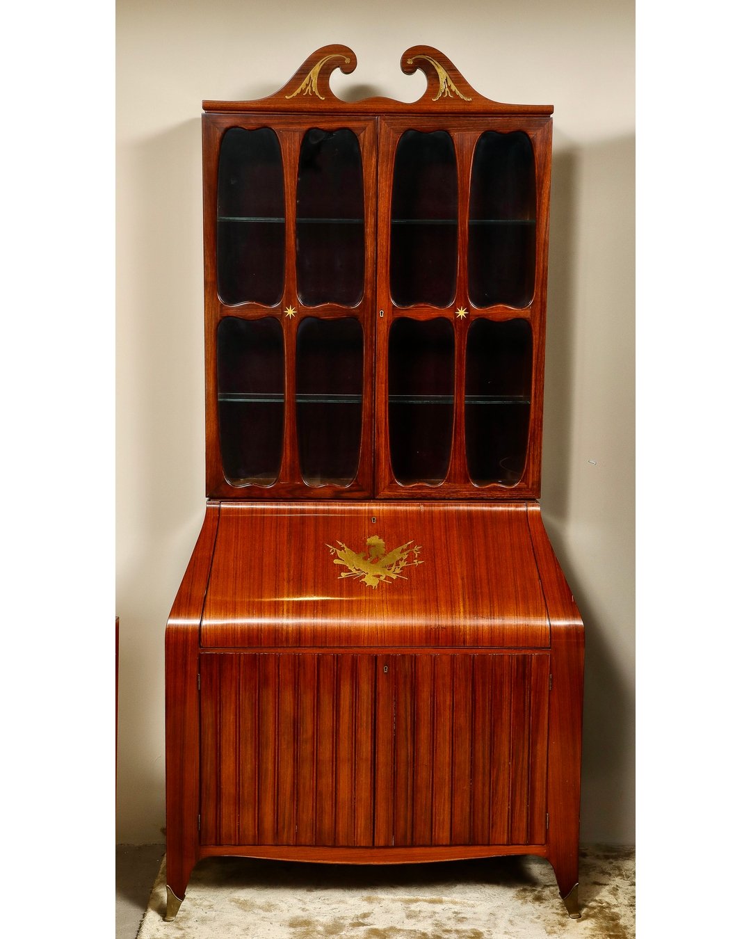 No. 2718 / Italian Mid-Century Brass Inlaid Secretary, by Paolo Buffa