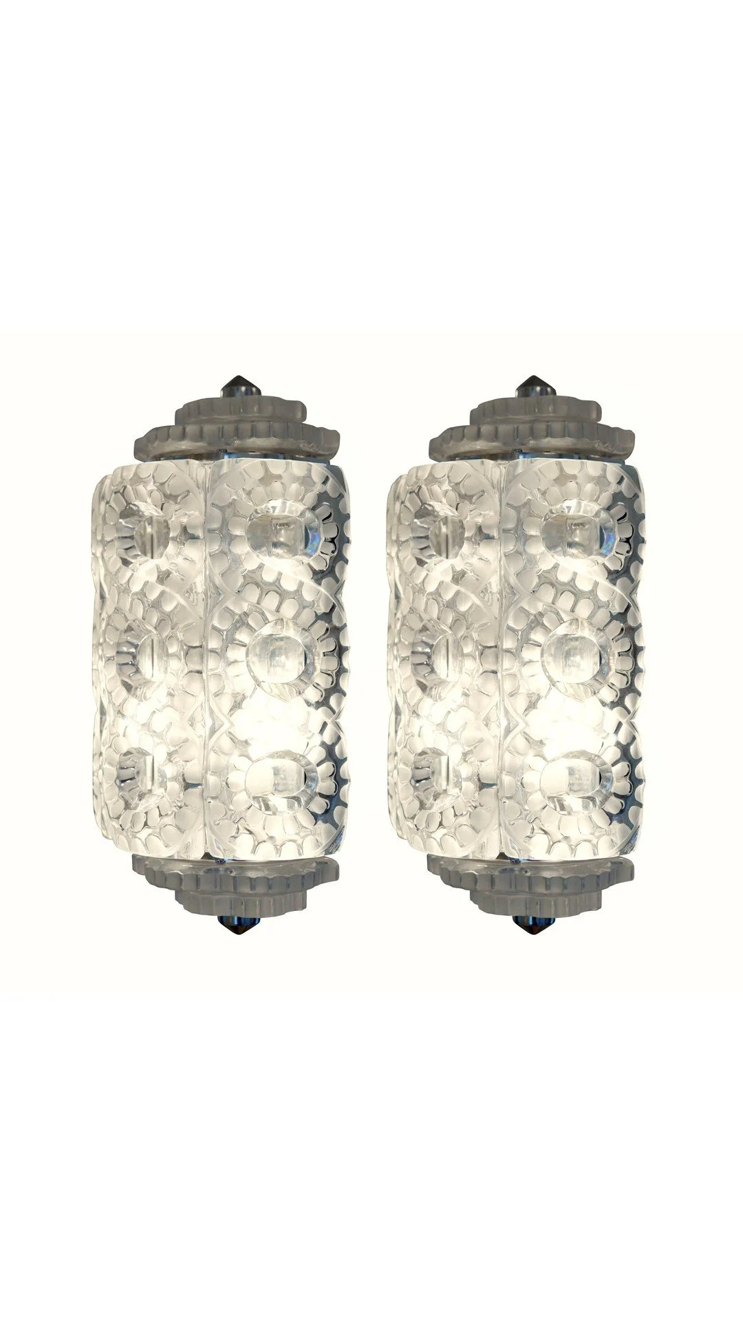 No. 2832 /Pair of Crystal "Seville" Wall Sconces, by Lalique