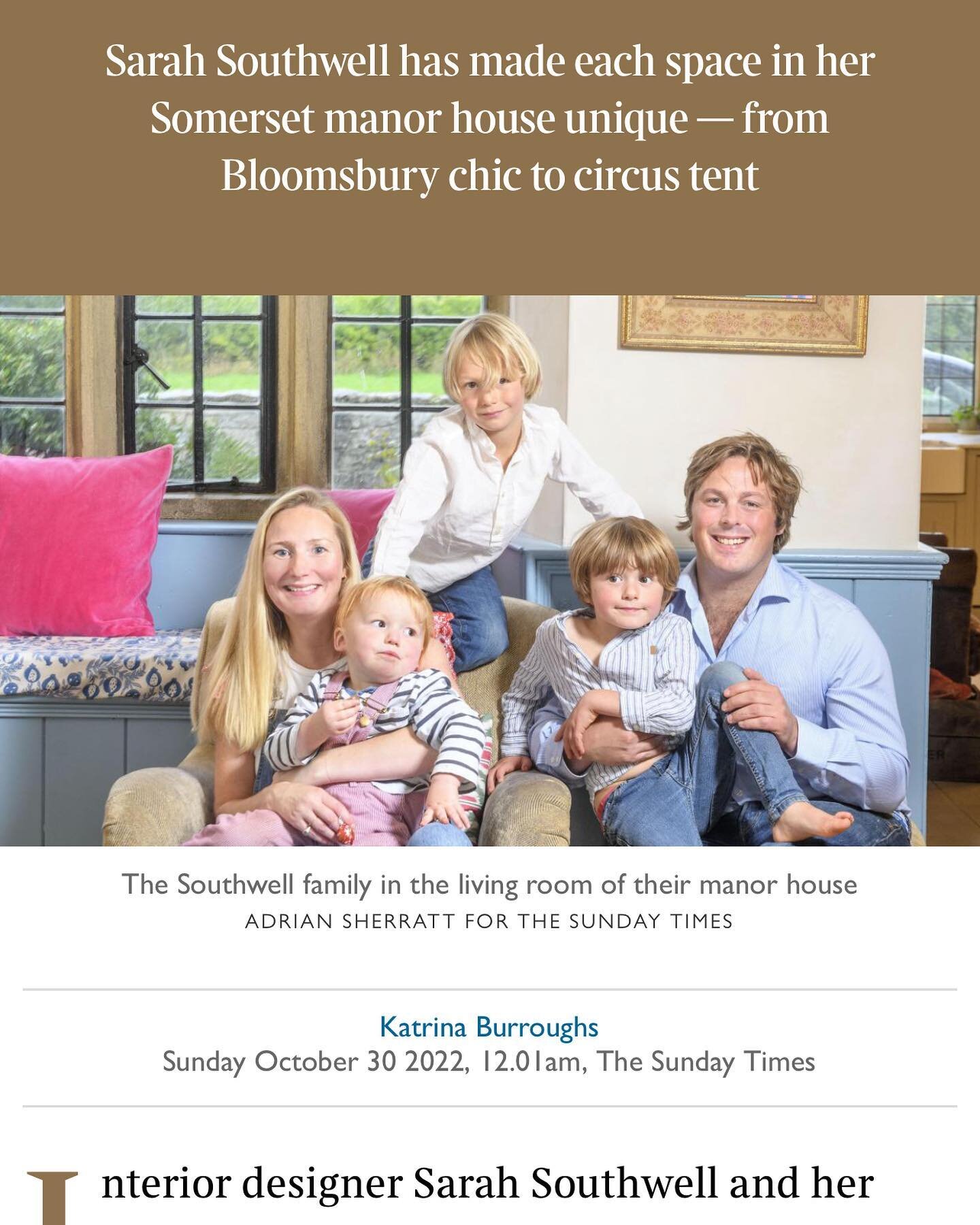 Thankyou so much @thetimes and particularly @katrina_burroughs for your support and lovely words. Thrilled to see this piece in The Sunday Times Home this morning ❣️❣️❣️Link in my stories above ⬆️
#TheTimes#thesundaytimes#sarahsouthwelldesign