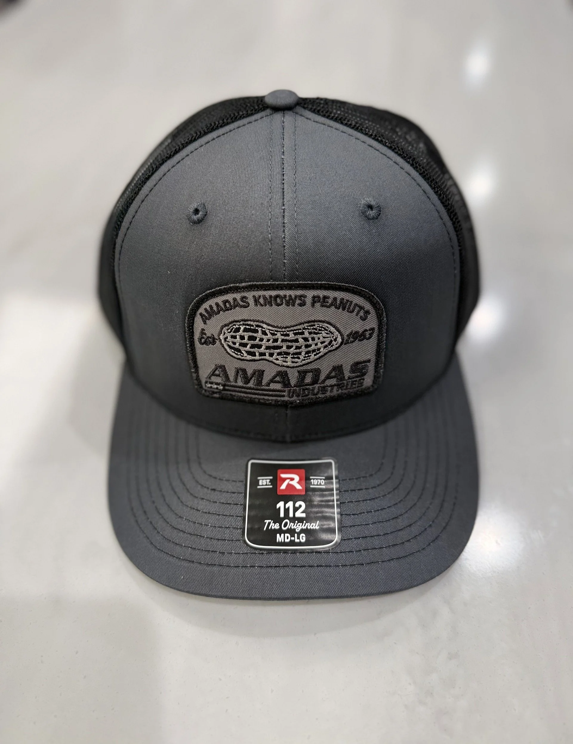 Caps - Richardson 112 Charcoal/Black Mesh with Peanut Patch