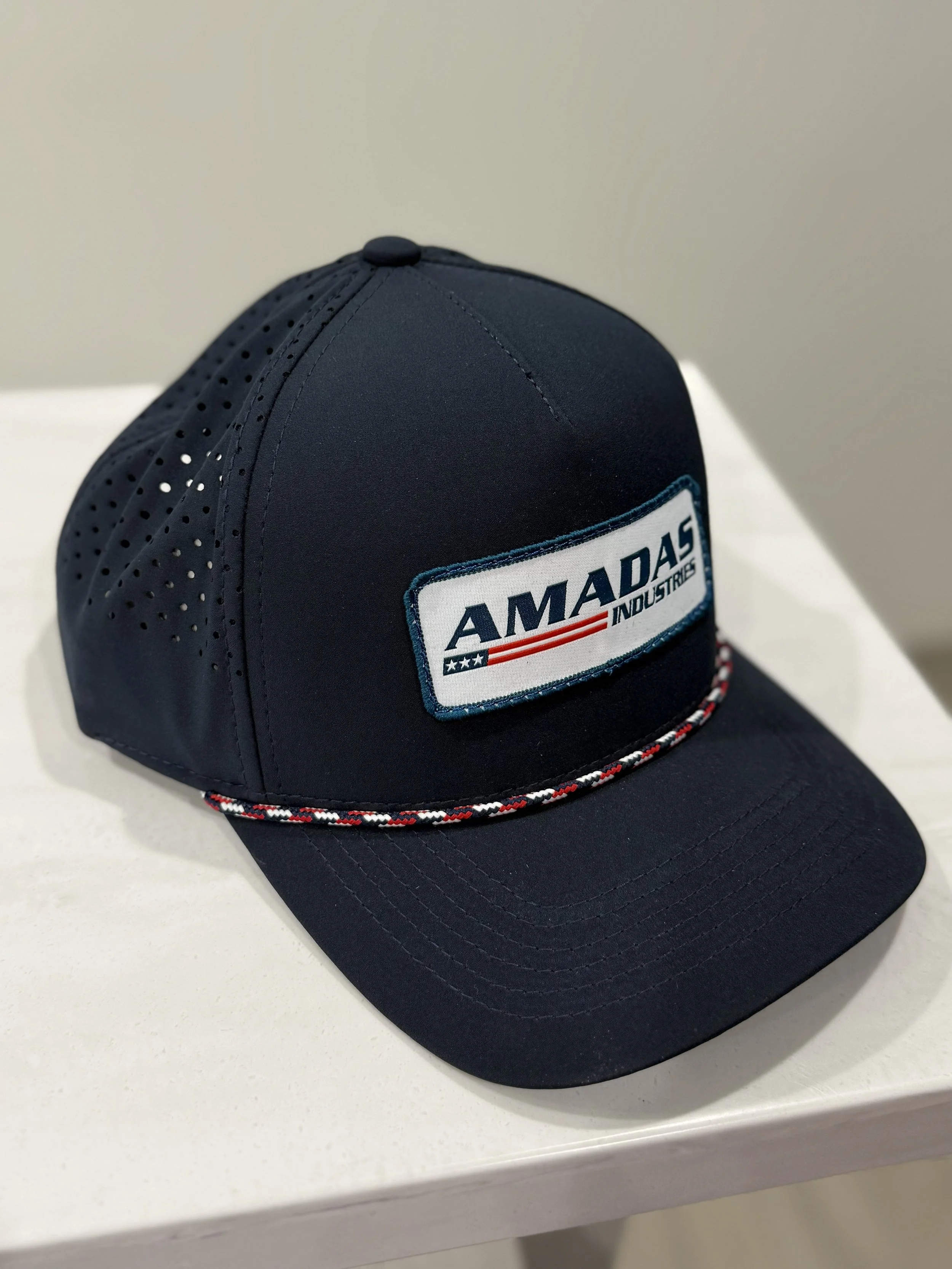 AMADAS Navy Cap with woven patch and rope