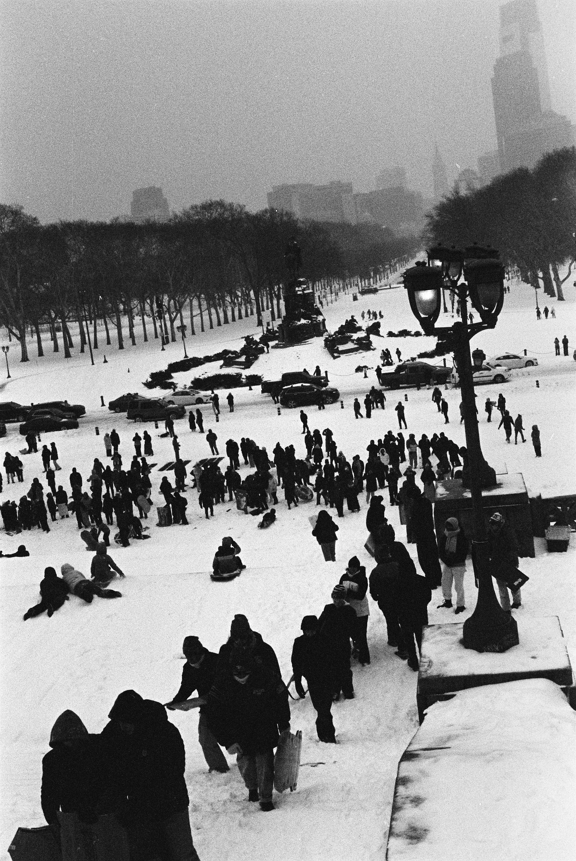 Sammy Rivera, Sledding on Art Museum Steps