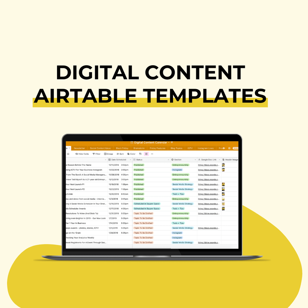 Digital Content Airtable Templates — Shine With Natasha