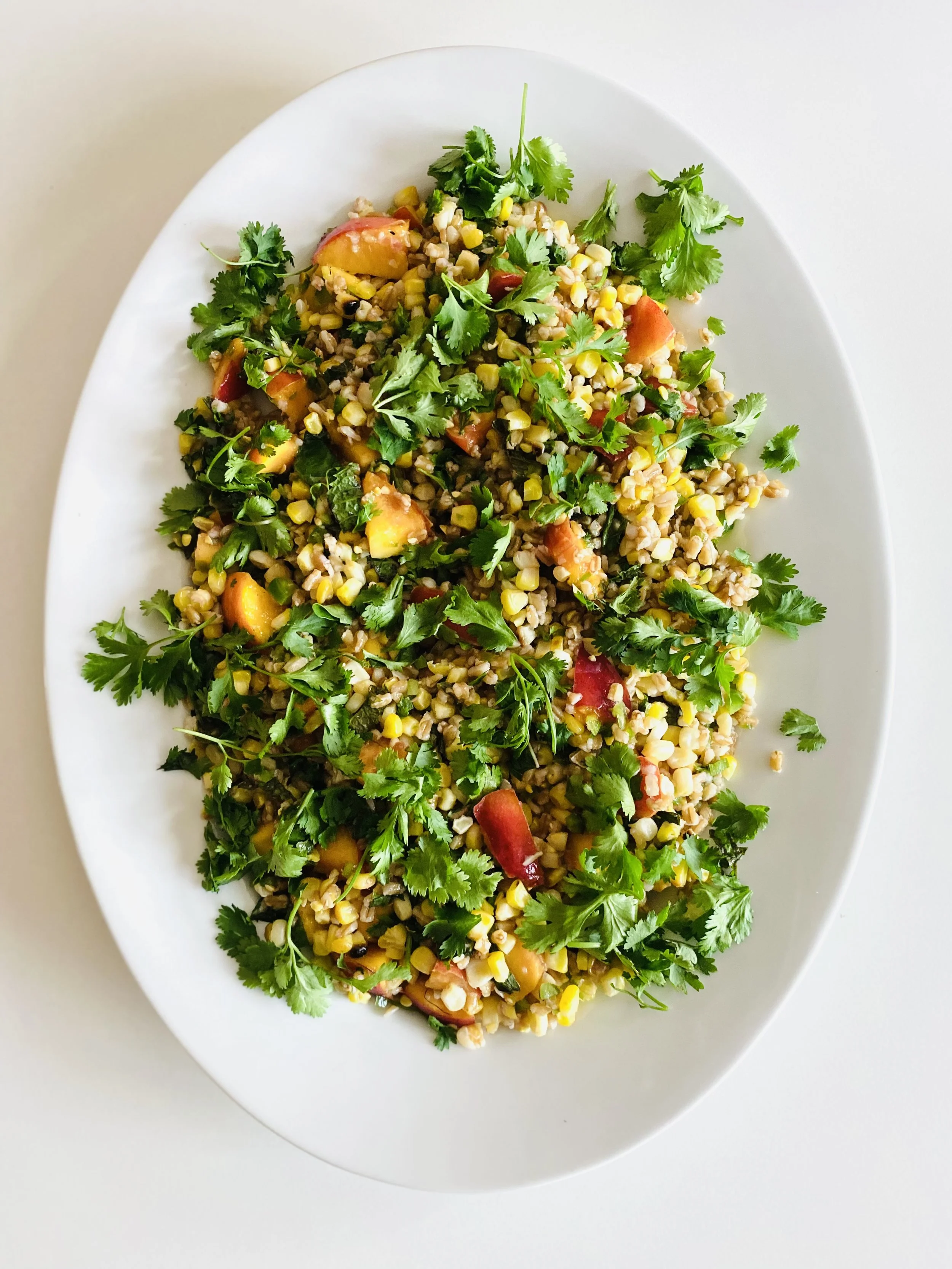 Roasted Corn, Nectarine and Farro Salad