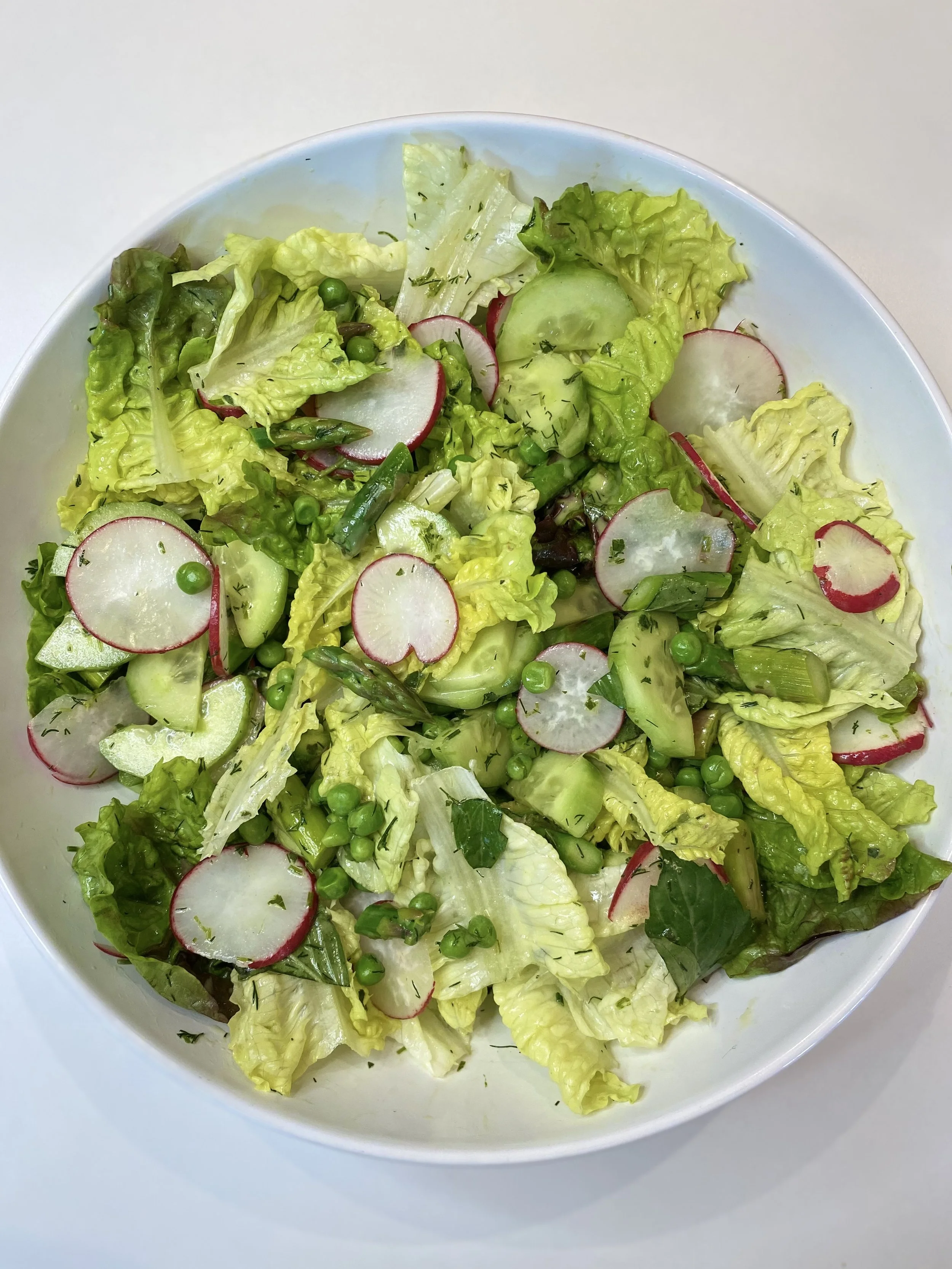 Spring Herb Green Salad with Grilled Shrimp