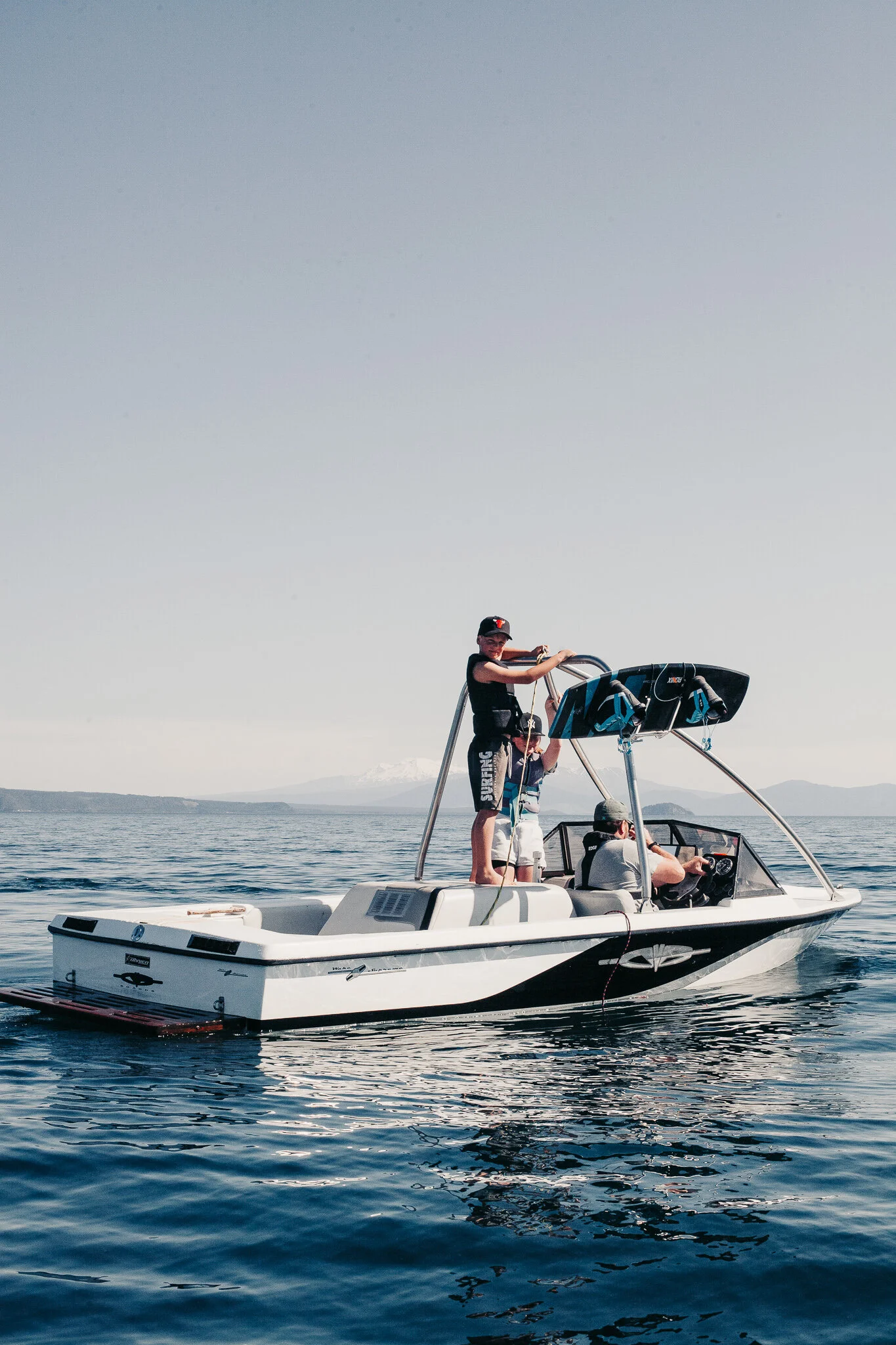Snow capped mountains on the water…..