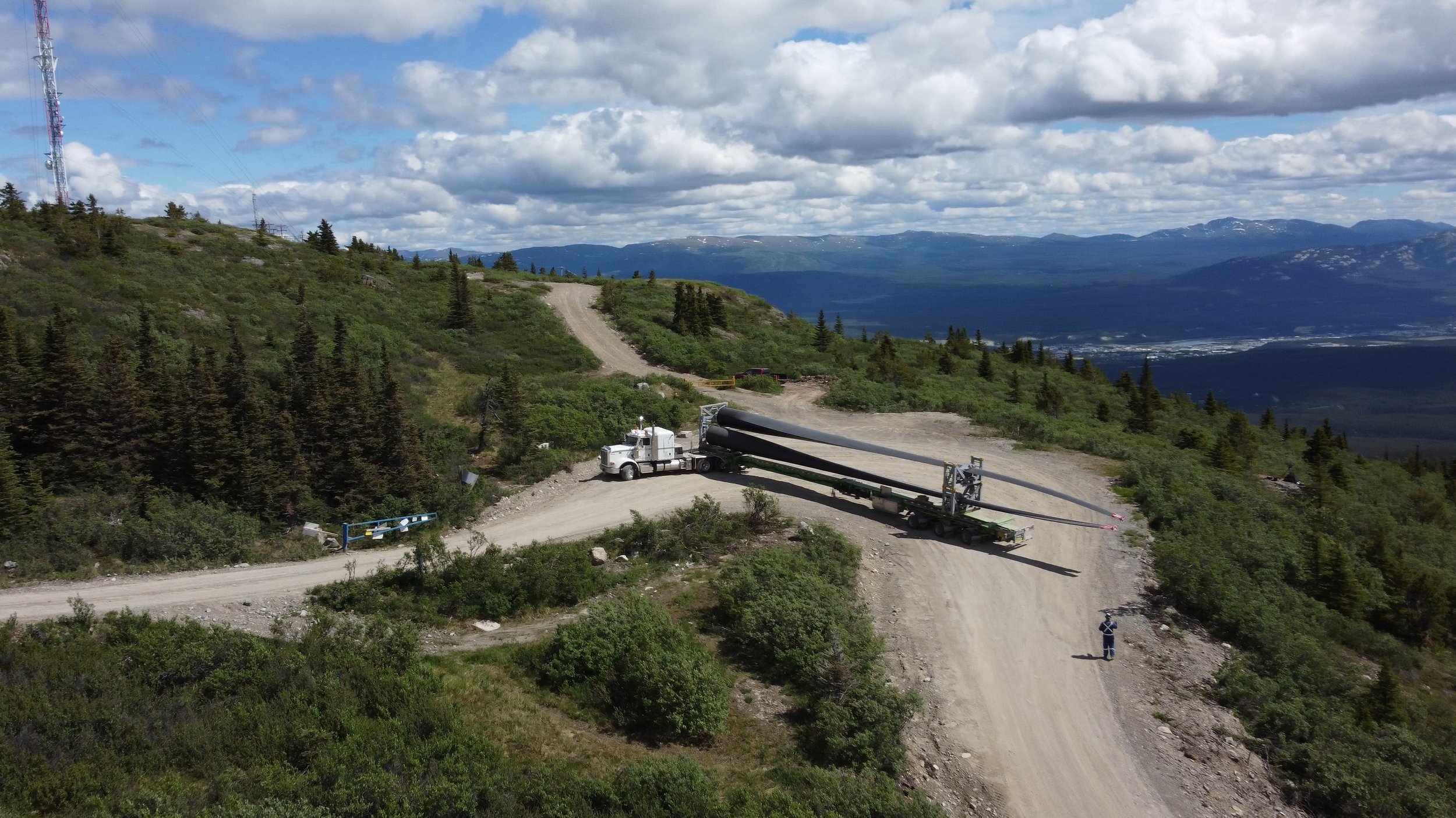 Turbines arrive in Whitehorse by truck, Summer 2023