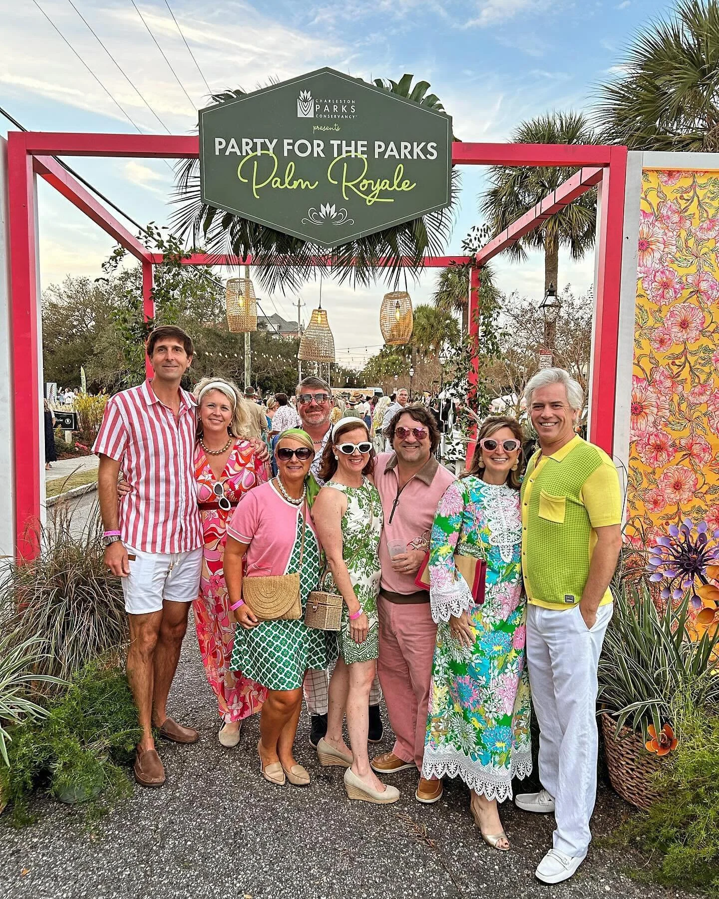 The @charlestonparks Party for the Parks Palm Royale was a royal smash&hellip;and you know @hayleyblackvintage made an appearance 🌴🍋 Matt, you never looked better in citrus-toned @versace! Thank you for sharing @jenwjessup ☀️🍹💛