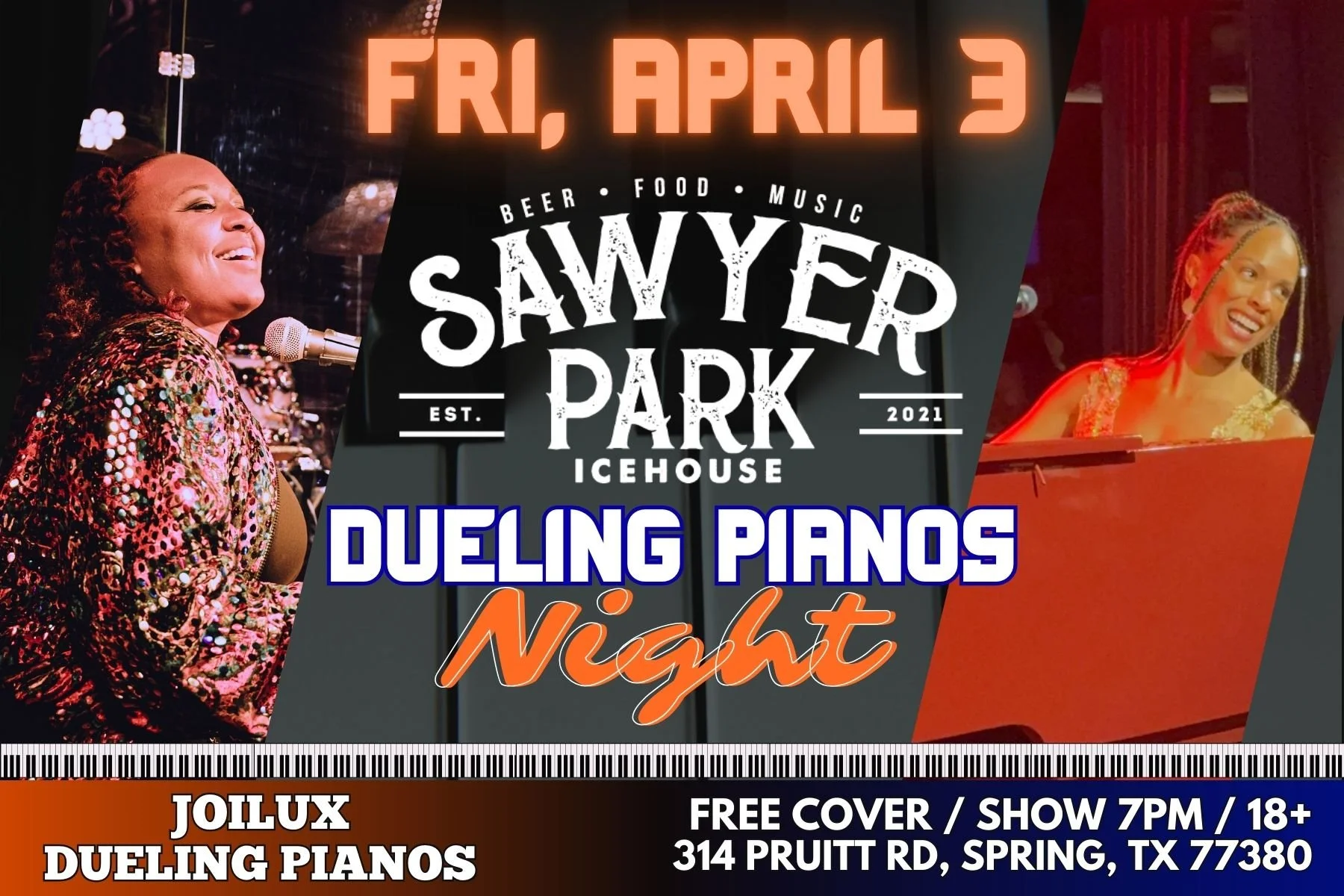 JoiLux Dueling Pianos at Sawyer Park Icehouse