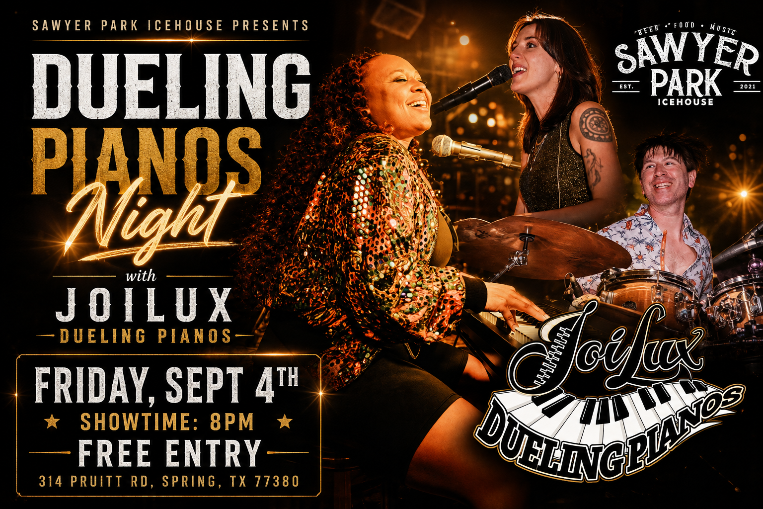 JoiLux Dueling Pianos at Sawyer Park Icehouse