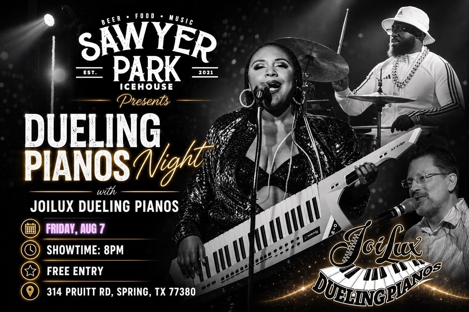 JoiLux Dueling Pianos at Sawyer Park Icehouse