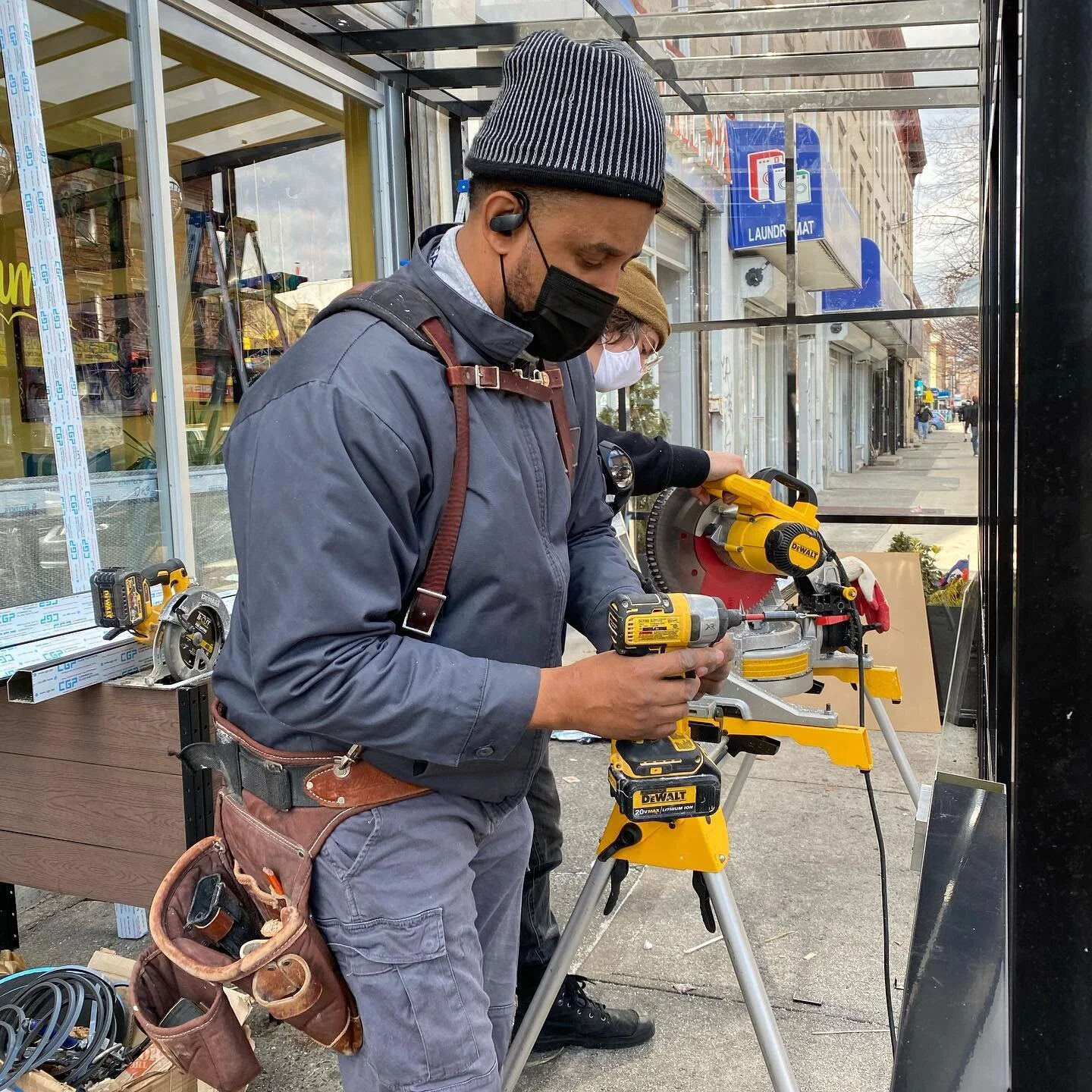 Our CEO himself - in action and ready to finish this amazing build - can you guess what it is? Hint: it&rsquo;s for a restaurant in Brooklyn.