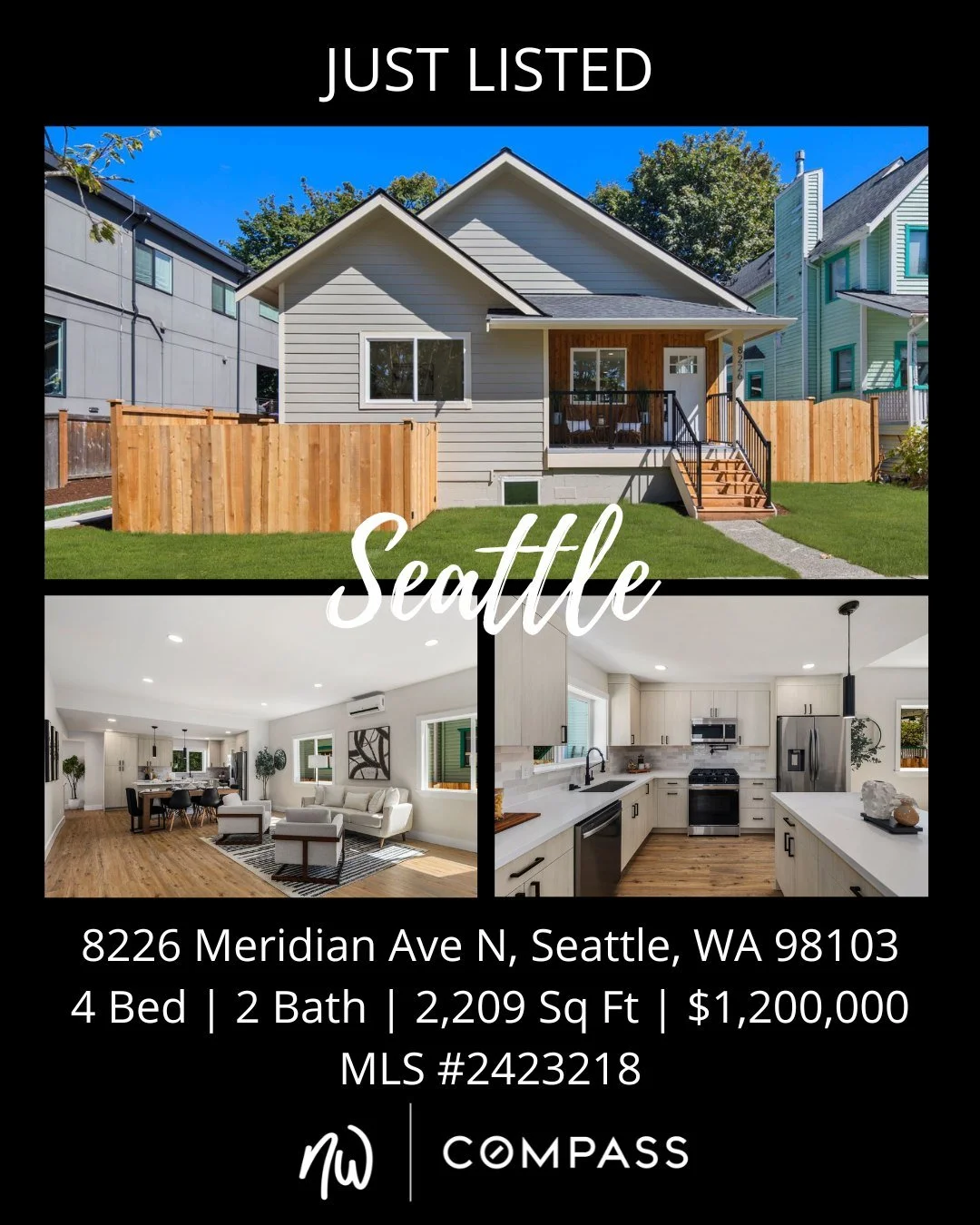 #JustListed in #Seattle
4 Bedrooms | 2 Bathrooms | 2,209 Sq Ft | Offered Price $1,200,000
View Full Listing&gt; https://zurl.co/uf7q7 

Fully renovated 4BD/2BA three blocks from Green Lake, with high-end finishes, open-concept living, a quartz/stainl