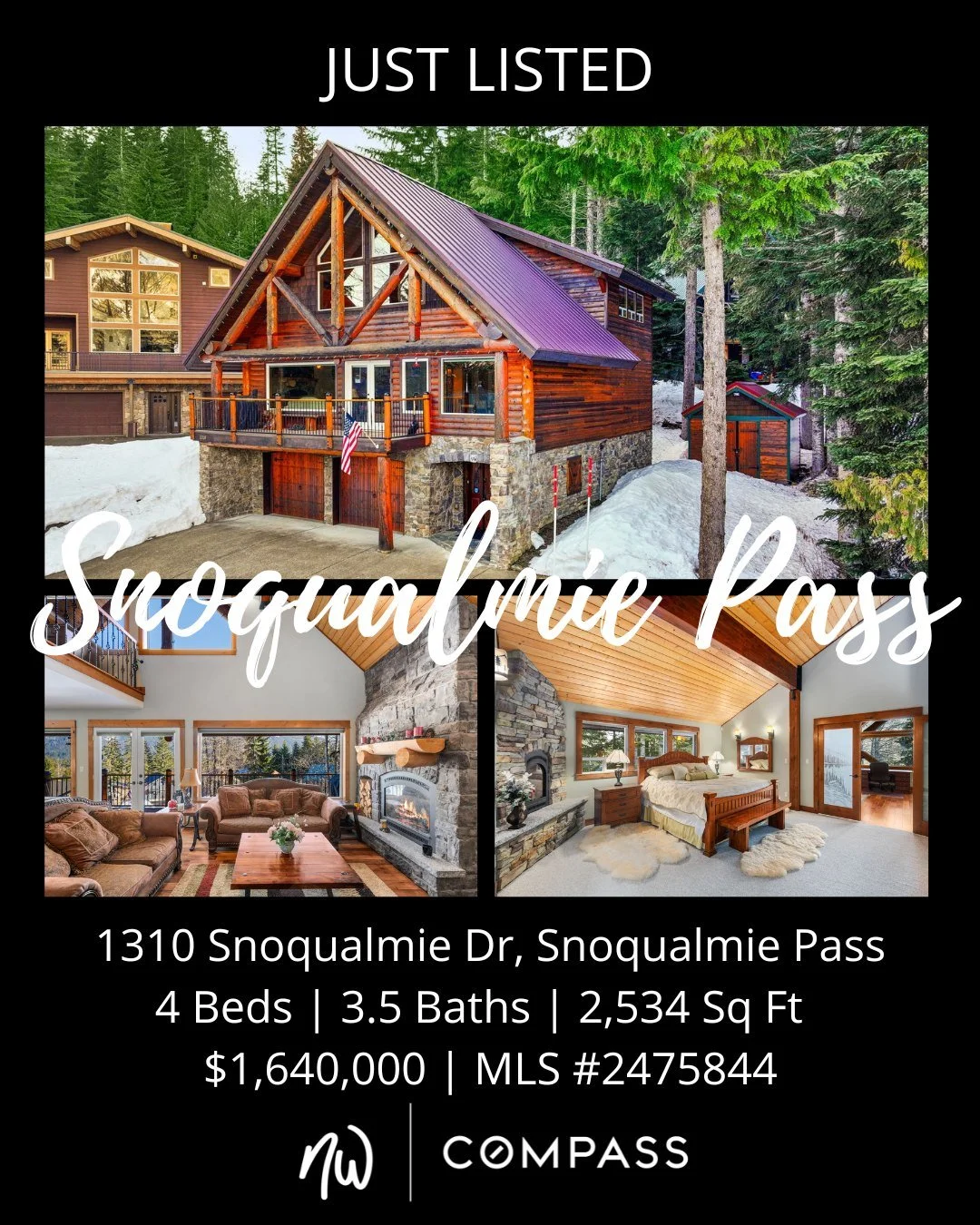 ✨ New Listing | Snoqualmie Pass ✨

Ski-out mountain living at its finest. This custom 2007 chalet offers the perfect blend of alpine charm and comfort with walnut hardwood floors, soaring ceilings, oversized windows, and cozy stone accents throughout
