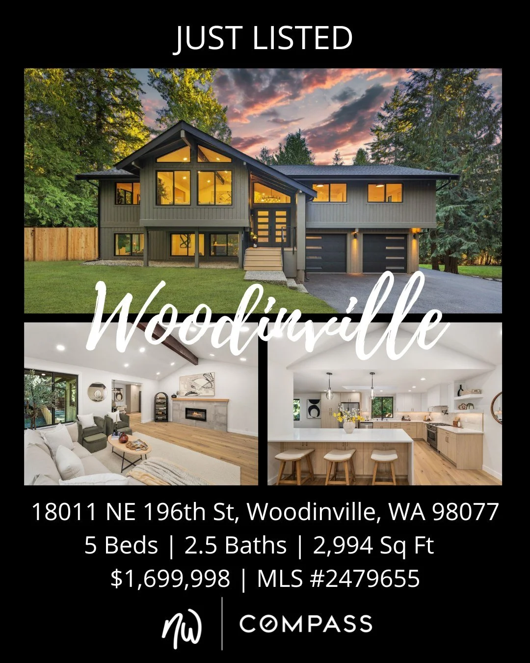 Fully reimagined luxury in Woodinville ✨

This down-to-the-studs renovation was fully permitted and engineered, offering the confidence of new construction with refined modern design. Open-concept living, designer chef&rsquo;s kitchen with premium Bo