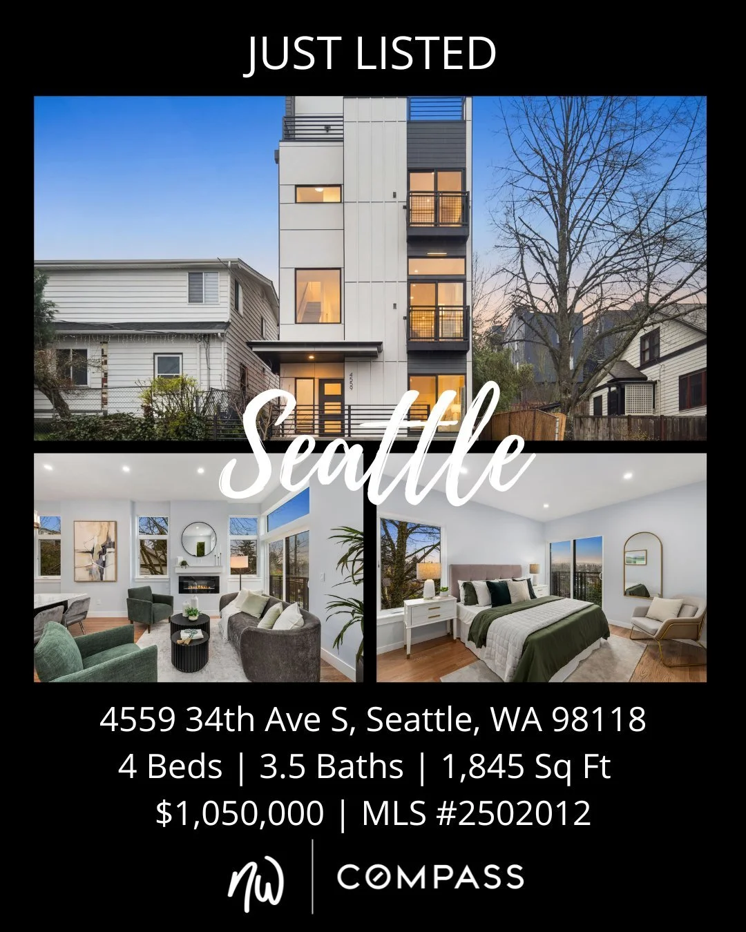 #JustListed in #Seattle
4 Bedrooms | 3.5 Bathrooms | 1,890 Sq Ft | Offered Price $1,050,000
View Full Listing > https://zurl.co/uyfxy

A rare offering of modern luxury and intentional design, this newly built home blends elevated craftsmanship wit