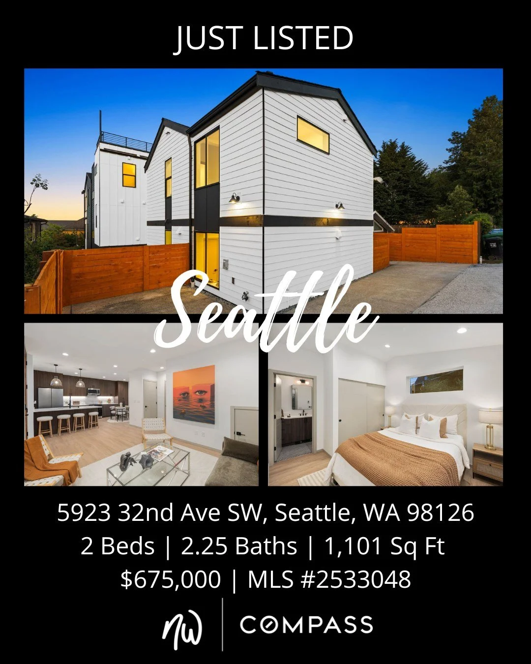 #JustListed in #Seattle
2 Bedrooms | 2.25 Bathrooms | 1,101 Sq Ft | Offered Price $675,000
View Full Listing > https://zurl.co/OROvn

Thoughtfully designed with both comfort and functionality in mind, this home blends modern living with quality cr