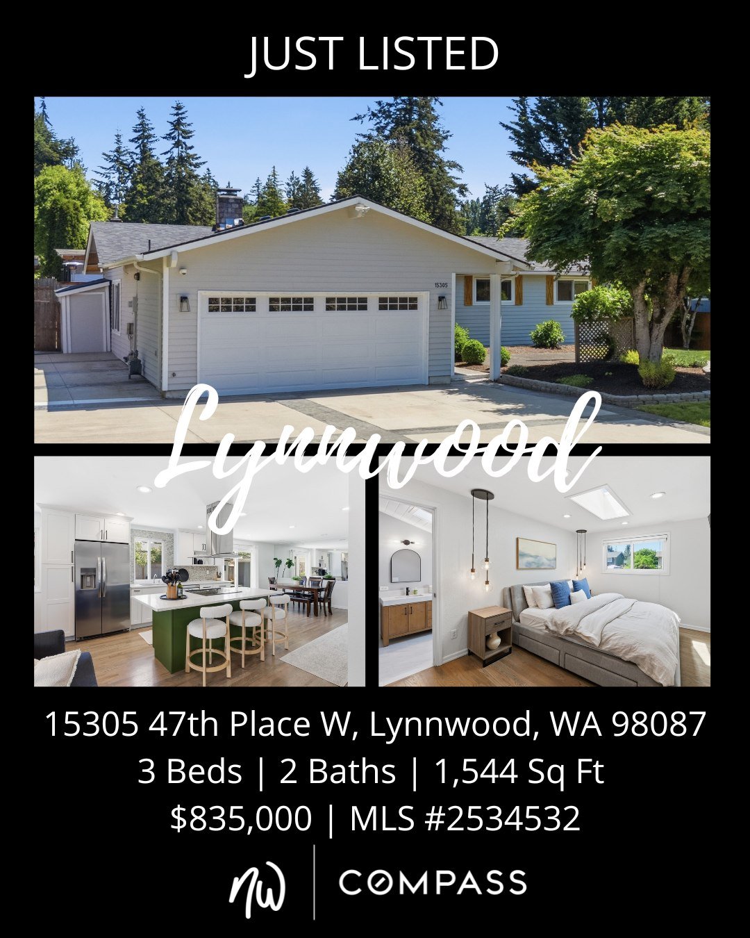 #JustListed in #Lynnwood
3 Bedrooms | 2 Bathrooms | 1,544 Sq Ft | Offered Price $835,000
View Full Listing > https://zurl.co/WJbPm 

Beautifully updated rambler tucked away on a quiet cul-de-sac in the heart of Lynnwood. This move-in ready home fe