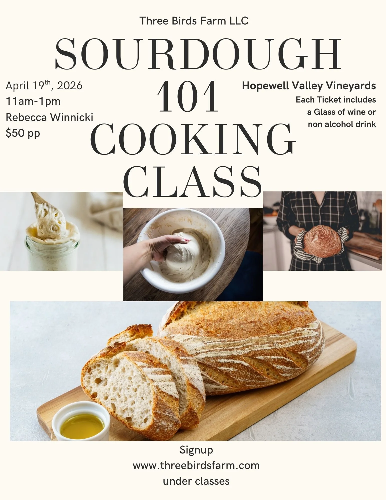 Sourdough 101- April 19th- Hopewell Valley Vineyards