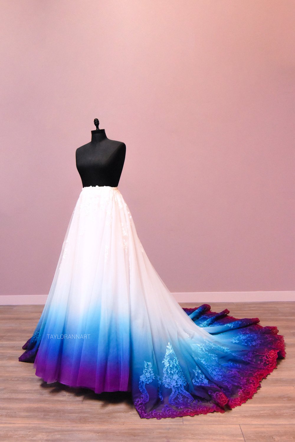 Teal Blue Chiffon Ombre Wedding Dress — Canvas Bridal