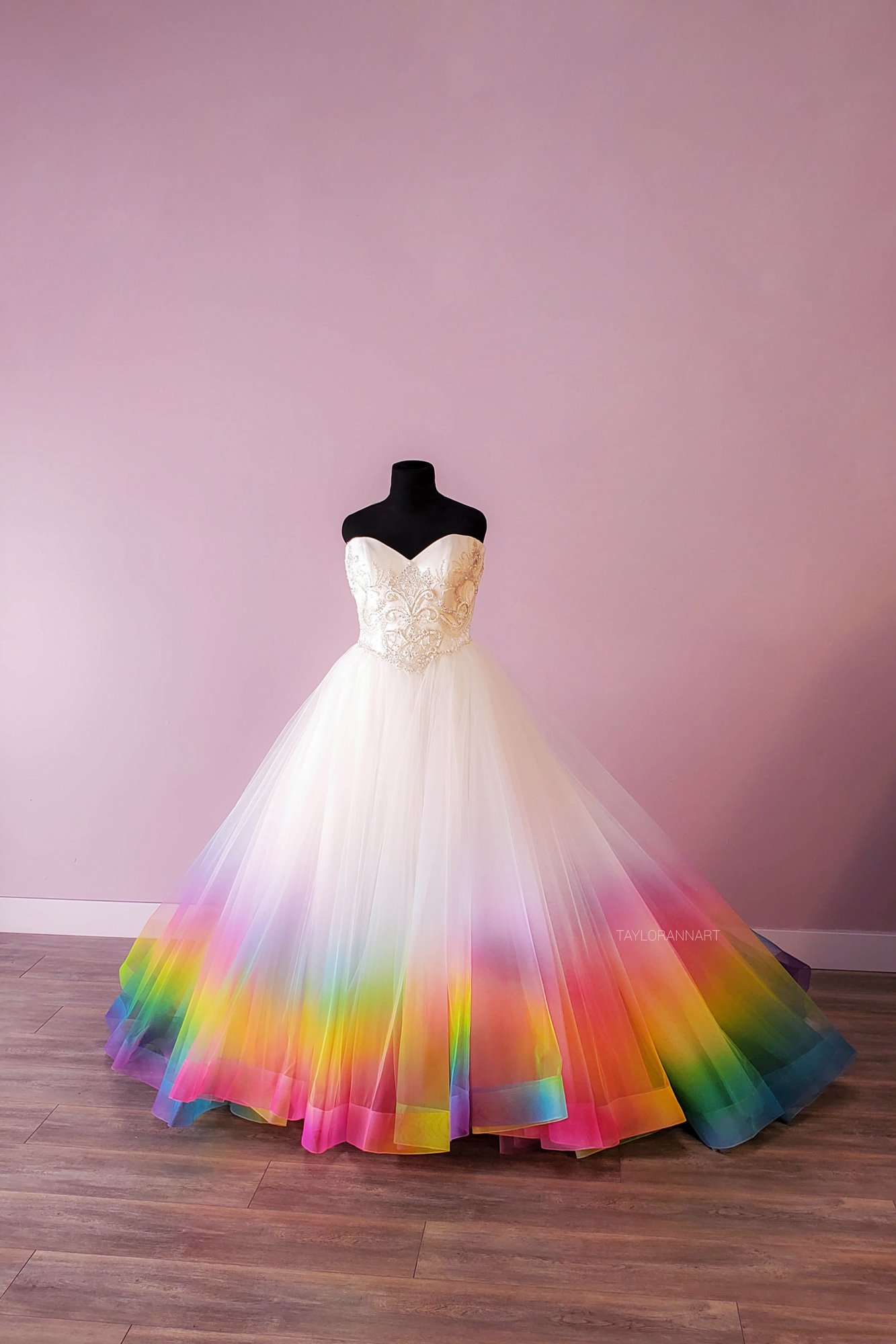 rainbow wedding dress