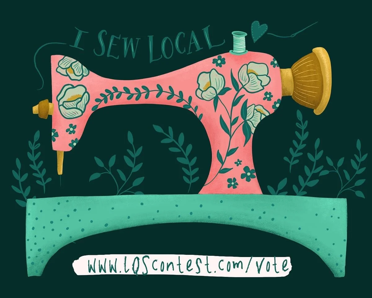 Support local business &amp; vote for your favourite local quilt shop 💓 Last day to vote is tomorrow, Friday Feb 28. www.lqscontest.com/vote
.
Whew, I whipped this up in the nick of time 😅 This illustration is inspired by my mom&rsquo;s vintage Pie