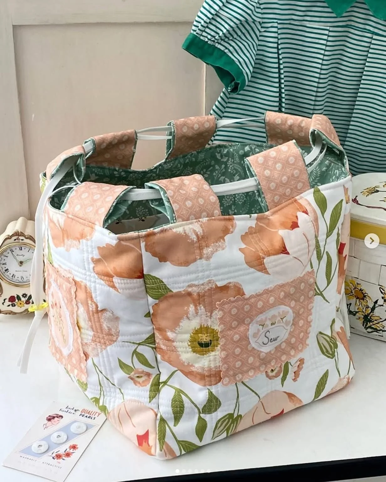 Japanese rice bag by verityvintagestudio 💕 Love seeing how the Mystical print from Unicorn Dreams can be used for fussy cut labels, or as a full print on the inside pocket - swipe for more. See the process on Kristen&rsquo;s blog verityvintagestudio