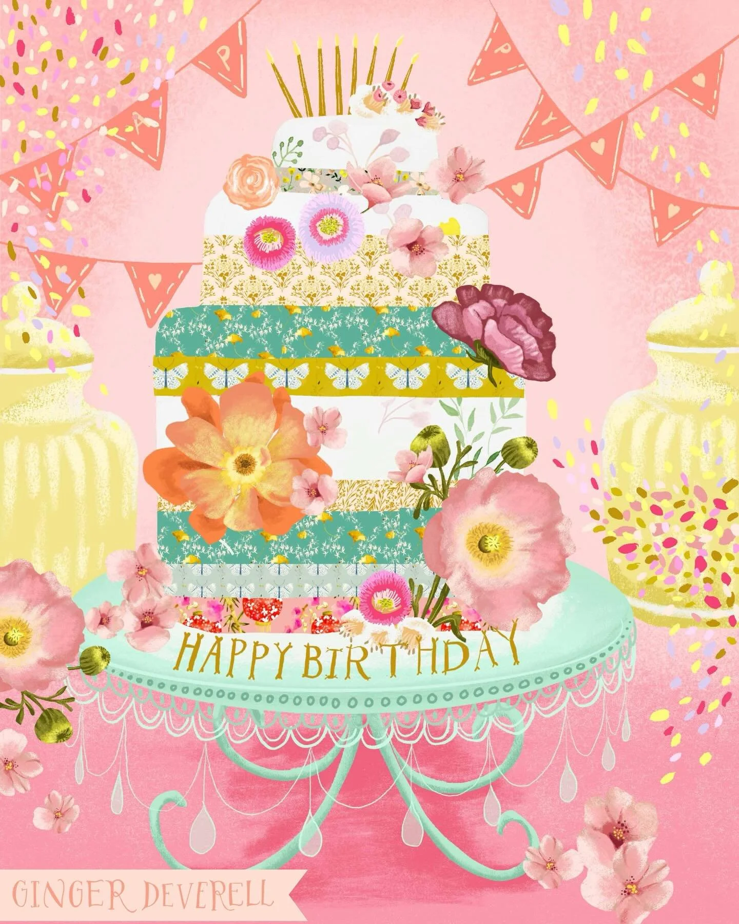 New illustration. A little birthday whimsy for a world that needs more whimsy. 🎂 It&rsquo;s feeling tough to be in our current world. Making our own glimmers of joy, and surrounding ourselves with beauty feels more important than ever.🌟
.
Available