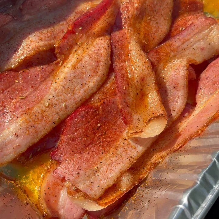 I mentioned a few posts back that I had added some Rub That Rocks to bacon and now I’m Back For More (with pics!)
When you want the best, start with the best. Fired up the @webergrills and unpacked @nueskes. Once the coals were white, I thre