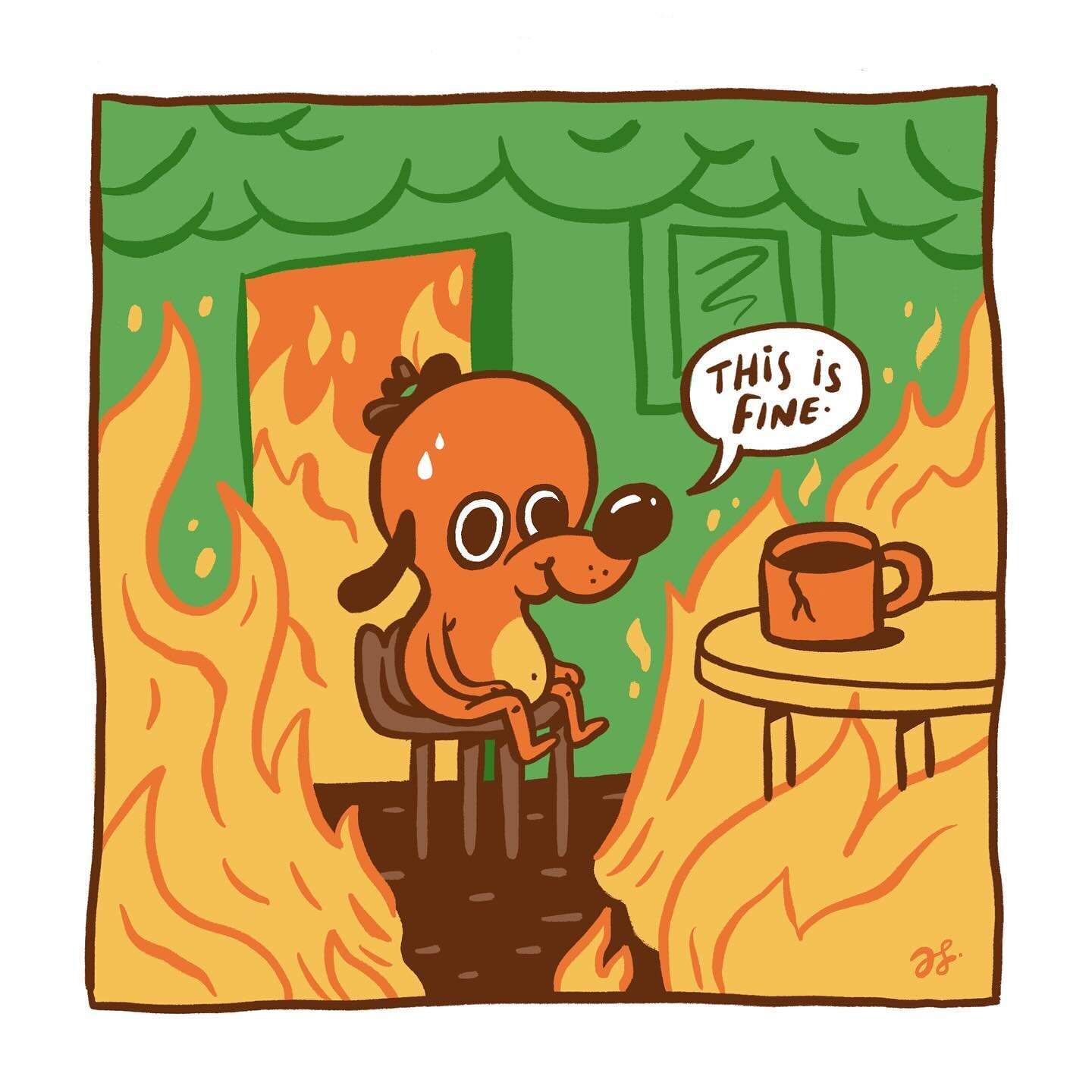 Sometimes you just gotta redraw your favourite meme. 

Love the colours too. And his totally checked out eyes. But always has his coffee on hand. 

I just get him. He is life. 

What&rsquo;s your fave meme? Smack in a gif below 👇 

#thisisfine #this