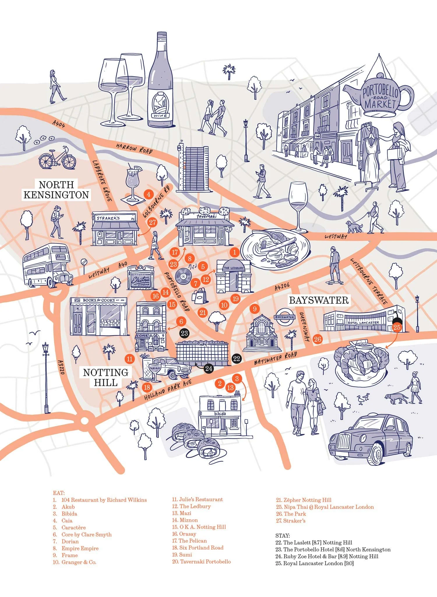 Hand-drawn illustrated map of London final map