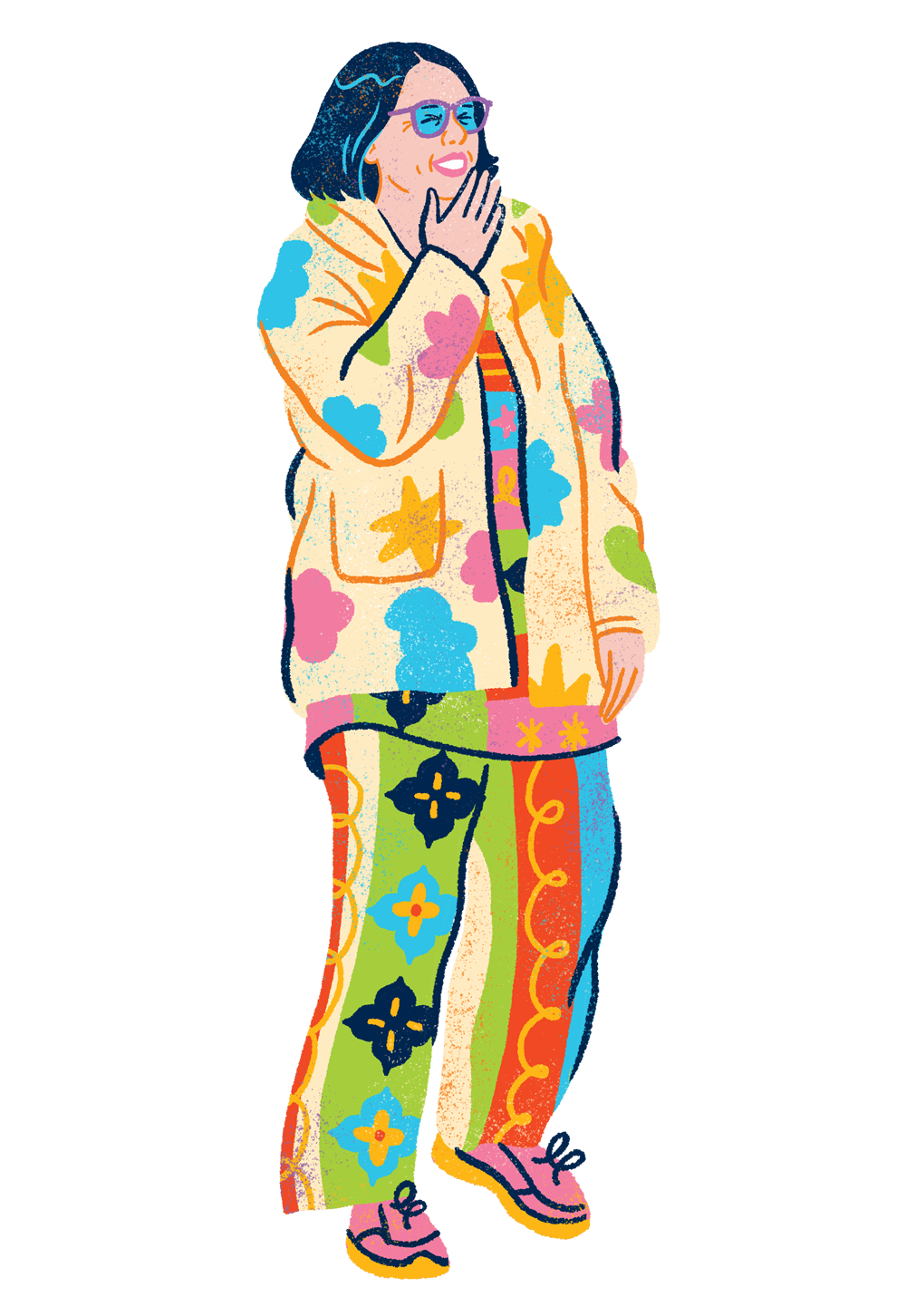 Hand-drawn llustration of Cherie from The Digital Picnic laughing