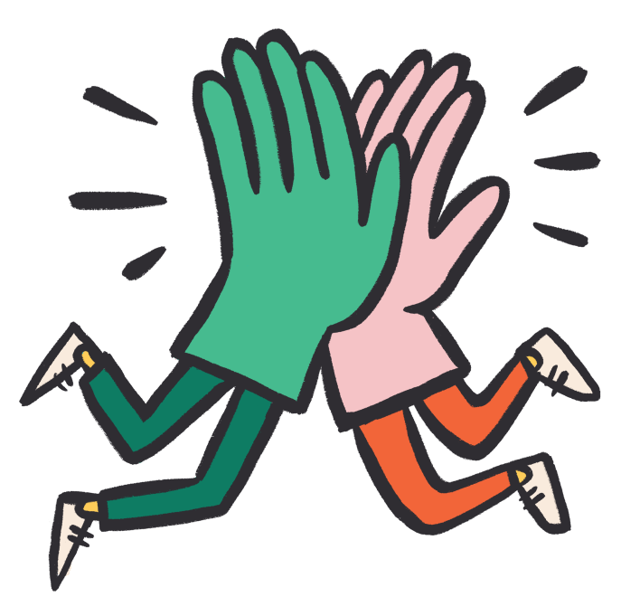 Retro fun illustration of hands giving a hi-5